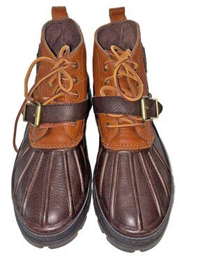 Polo Ralph Lauren Oslo Brown Two-Tone Low Leather Boots - Size 10.5